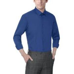 Verno Fashion Men's Regular Fit Long Sleeve Solid Dress Shirt in Blue New With T